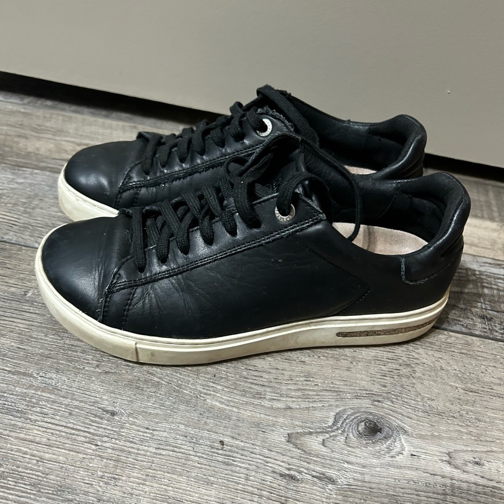 Birkenstock bend low Black Leather Low-Top Sneakers with Off-White Sole cork - Picture 6 of 13